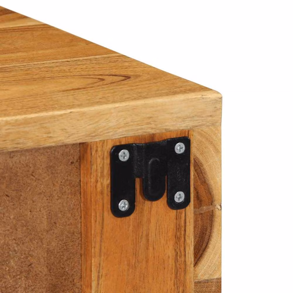Berkfield Home Set of 2 Wall-mounted Rustic Acacia Wood Bedside Cabinets in Brown – 3