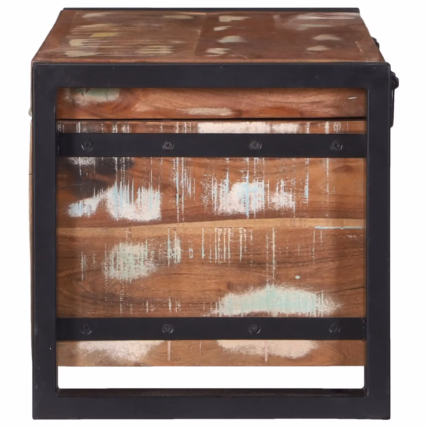 Berkfield Home Brown Solid Reclaimed Wood and Metal Storage Chest, W: 80 cm, D: 30 cm, H: 30 cm – 3