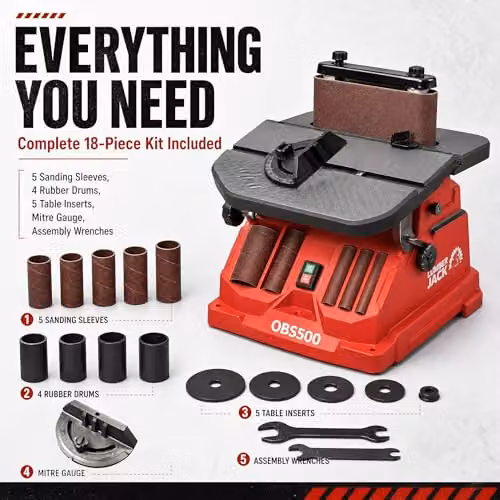 Lumberjack Red Benchtop Bobbin Spindle Belt Sander 450W 230V 58OPM – 5