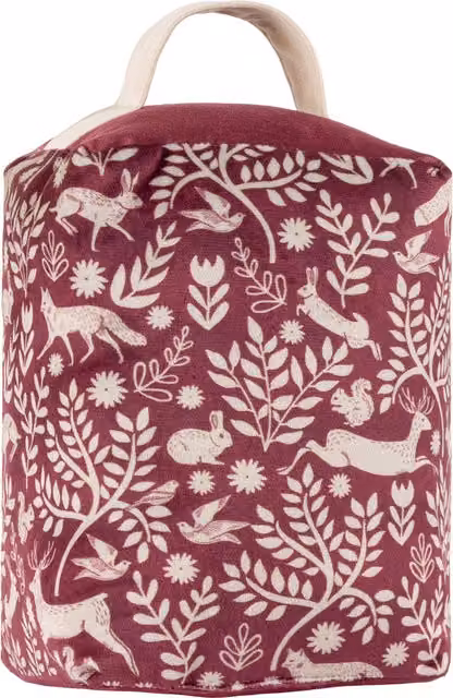 Terrys Skandi Woodland Animal Velvet Doorstop in Purple and Pink