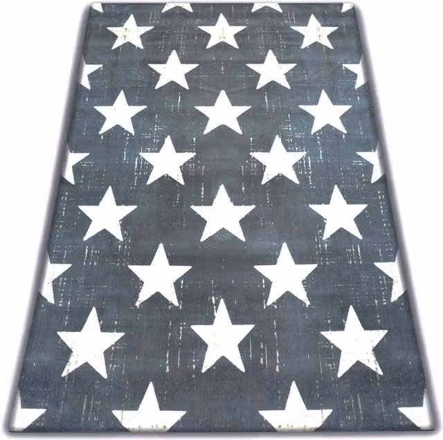 RugsX Scandi Grey Star Pattern Rectangular Polypropylene Rug W: 120 cm, L: 170 cm