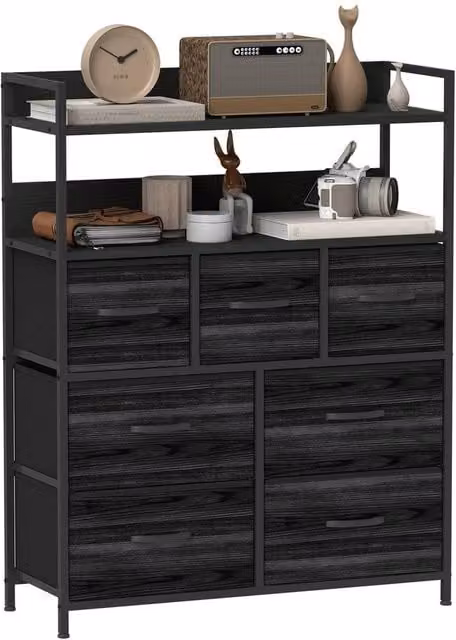 FORGEVIO 7 Drawer Bedroom Chest of Drawers in Black – 1