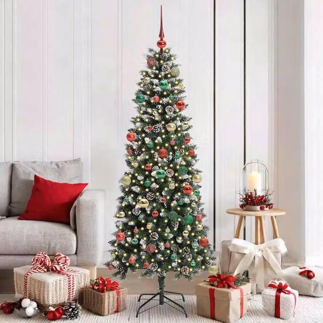 Berkfield Home Artificial Christmas Tree with 300 LEDs, Green, W/D/H: 76 x 76 x 180 cm