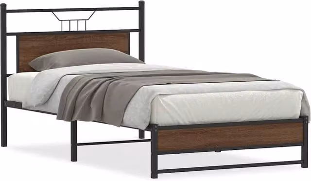 Berkfield Home Brown Oak Bed Frame in Engineered Wood W/D/H: 190 x 100 x 91.5 cm – 1