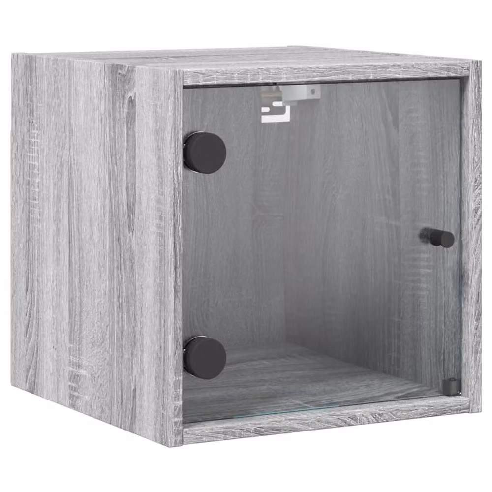 Berkfield Home Elegant Bedside Cabinets with Glass Doors, 2 Pieces, Grey Sonoma, W/D/H: 35 x 37 x 20 cm – 3