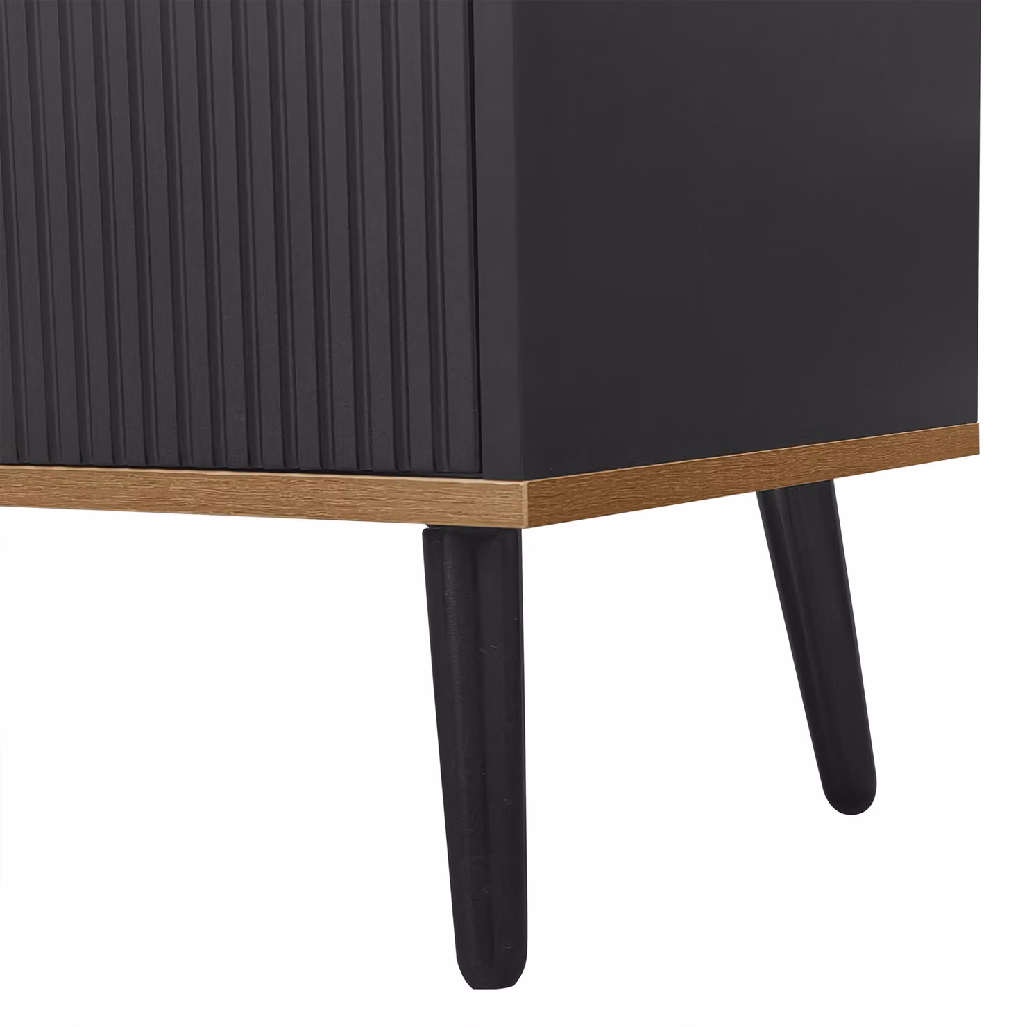 Aosom UK 3 Door Modern TV Cabinet with Raised Edge and Wooden Legs, Black, W: 160 cm, D: 39 cm, H: 49.5 cm – 5