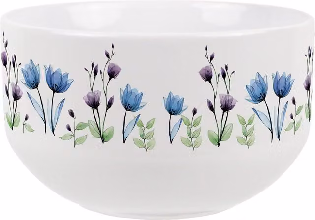 Purely Home Blue and Purple Floral Ceramic Cereal Bowl