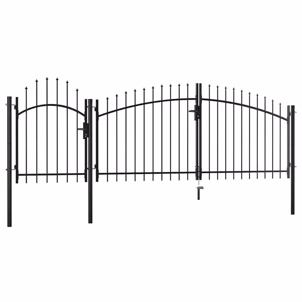 Berkfield Home Elegant Steel Swing Garden Gate, Black, W: 400 cm, H: 200 cm