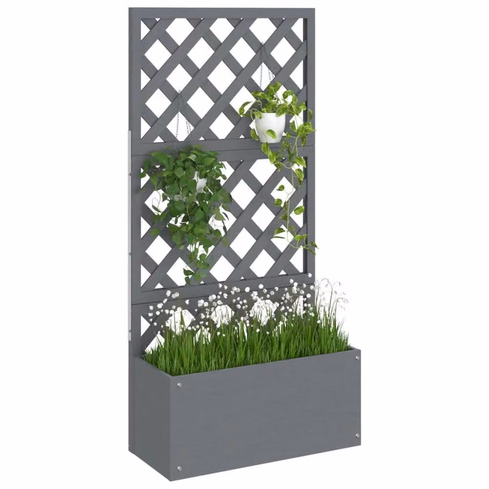 Berkfield Home Grey WPC Trellis Planter Tub, W/D/H: 65 x 33 x 135 cm – 3