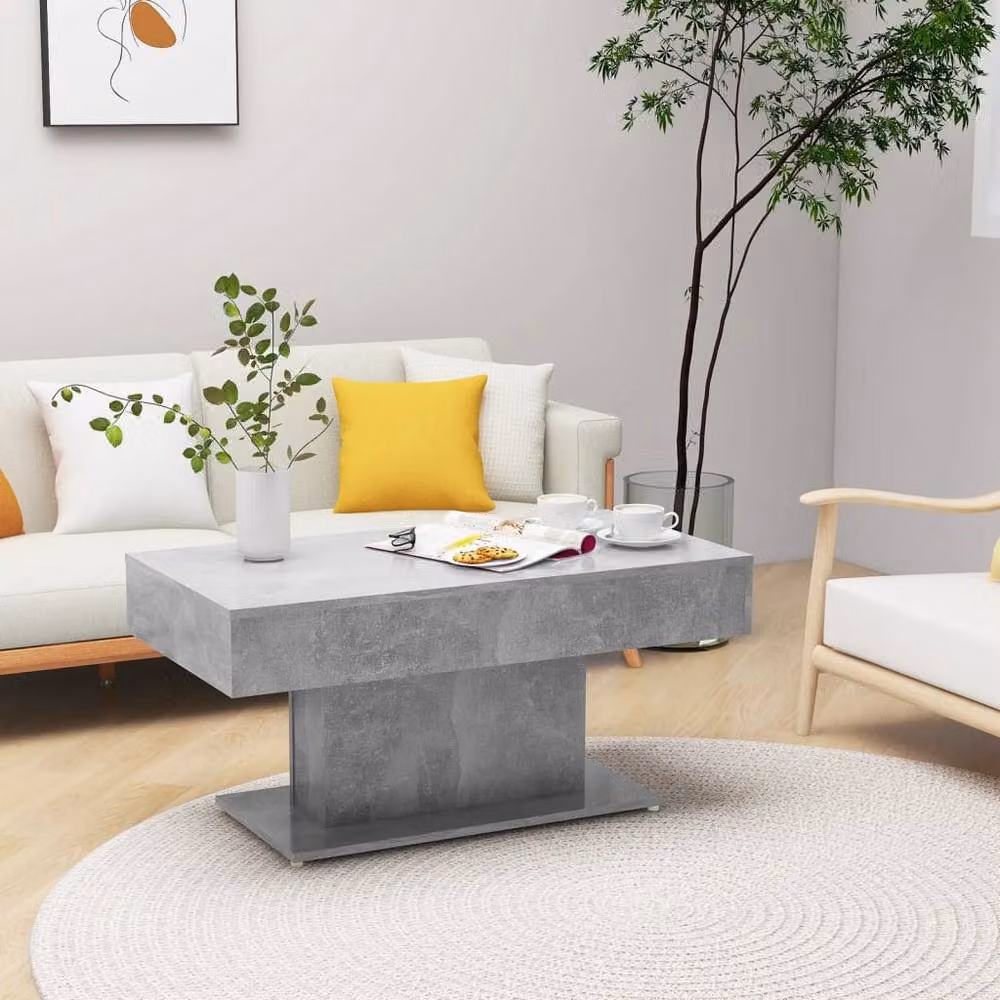 Berkfield Home Modern Rectangular Coffee Table in Concrete Grey, W/D/H: 96 x 50 x 45 cm – 2