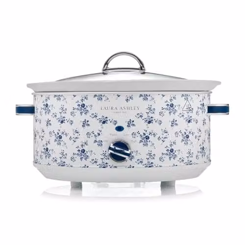 Laura Ashley China Rose Large Slow Cooker, 6.5L, White and Multicolour