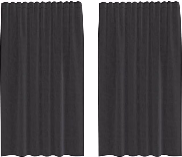 Berkfield Home Black Transparent Voile Fabric Panel Curtains with Rod Pockets, 2 Pack – 1