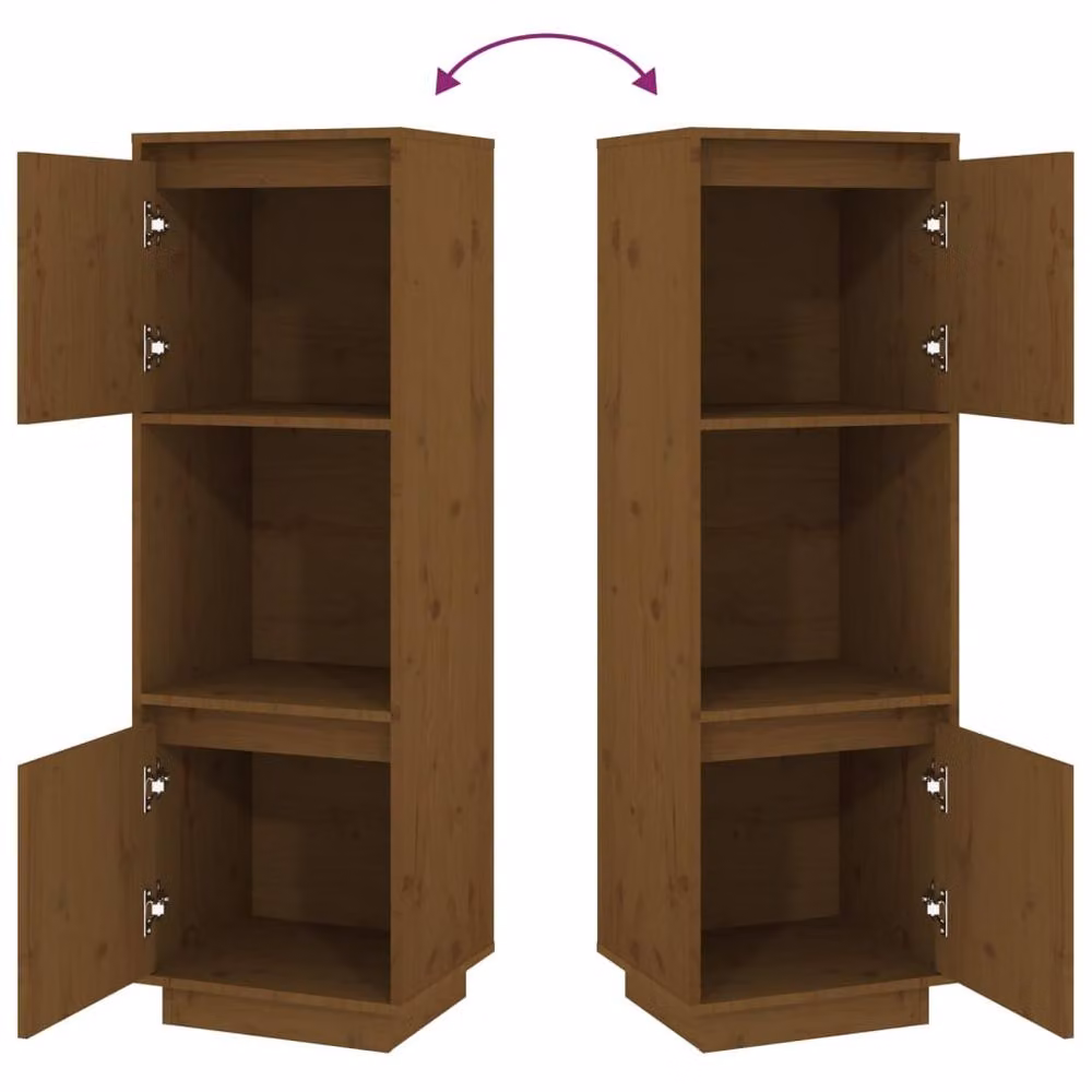 Berkfield Home Highboard in Honey Brown, Solid Pine Wood, W/D/H: 38 x 35 x 117 cm – 3