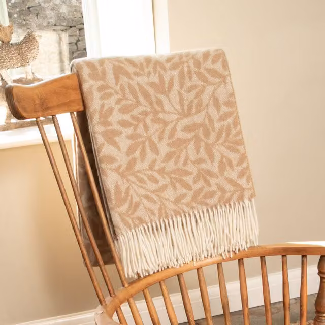 Native Natural Beige Floral Wool Blanket
