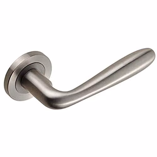 Loops Pair Smooth Rounded Bar Handle on Round Rose in Brushed Stainless Steel Silver
