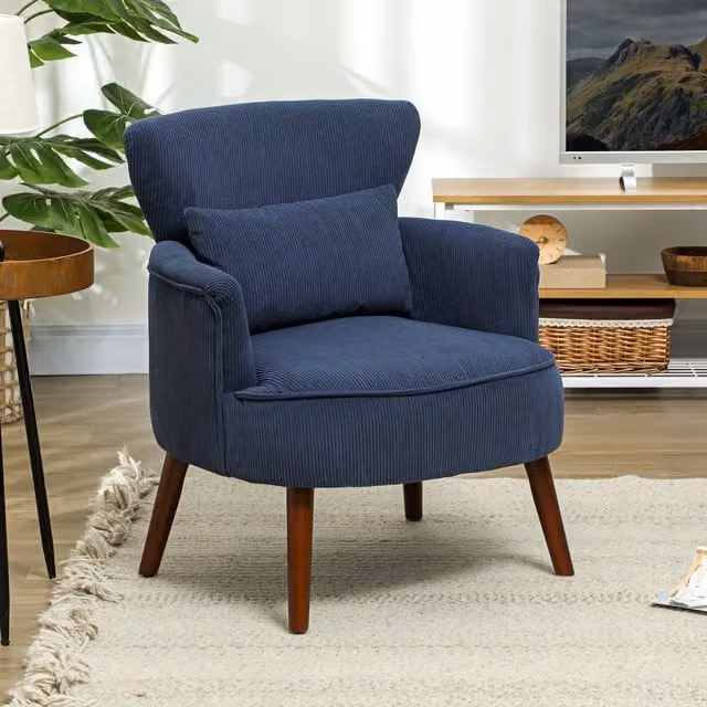 HOMCOM Modern Upholstered Tub Armchair in Blue with Foam Padding