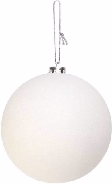 KDMD White Glitter Shatterproof Christmas Bauble, Diameter: 15 cm