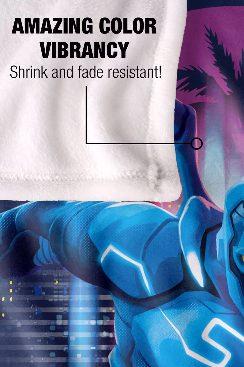 Warner Bros. Blue Beetle (2023) City Protector Extra Large Super Soft Fluffy Throw Blanket in Blue and Multicolour – 4