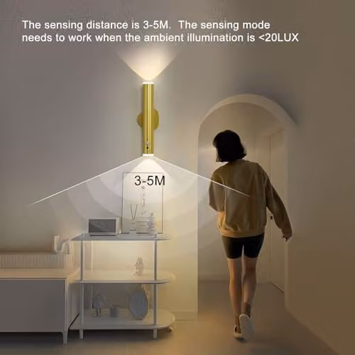 Harper Living Set of 2 Gold Rechargeable LED Wall Lights with Motion Sensor and Remote Control – 2