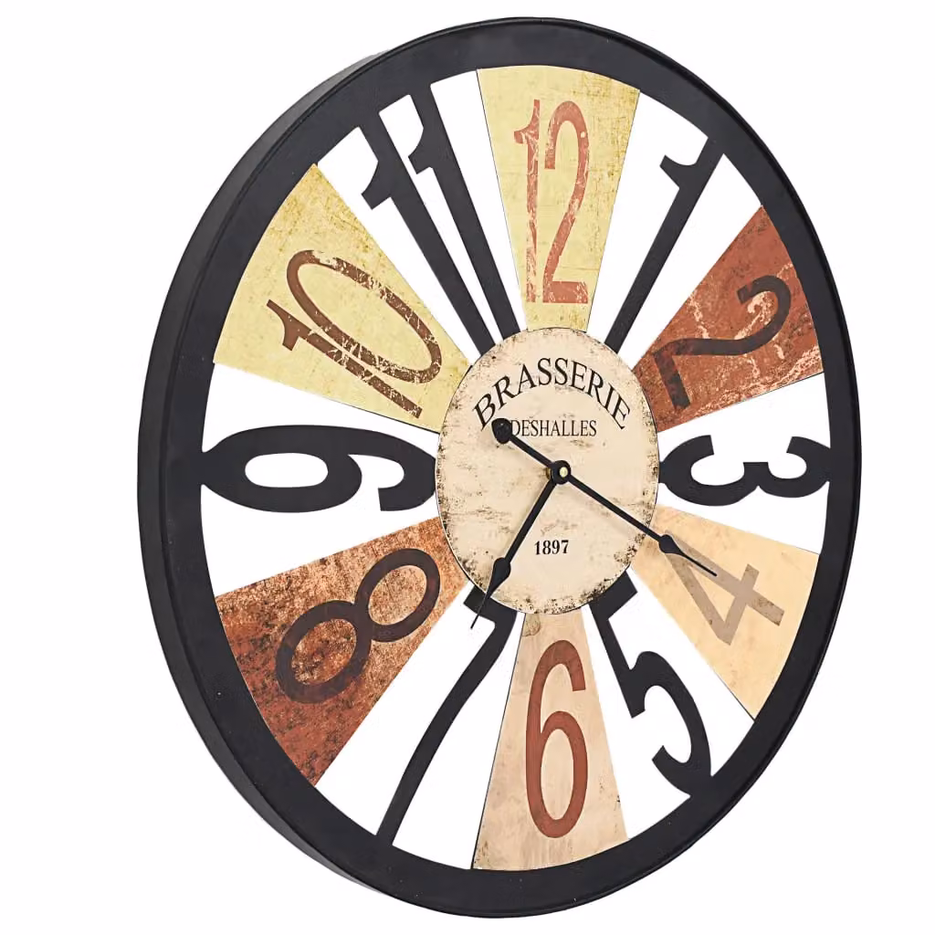 Berkfield Home Vintage Metal Round Quartz Wall Clock, Multicolour, Diameter: 60 cm – 3
