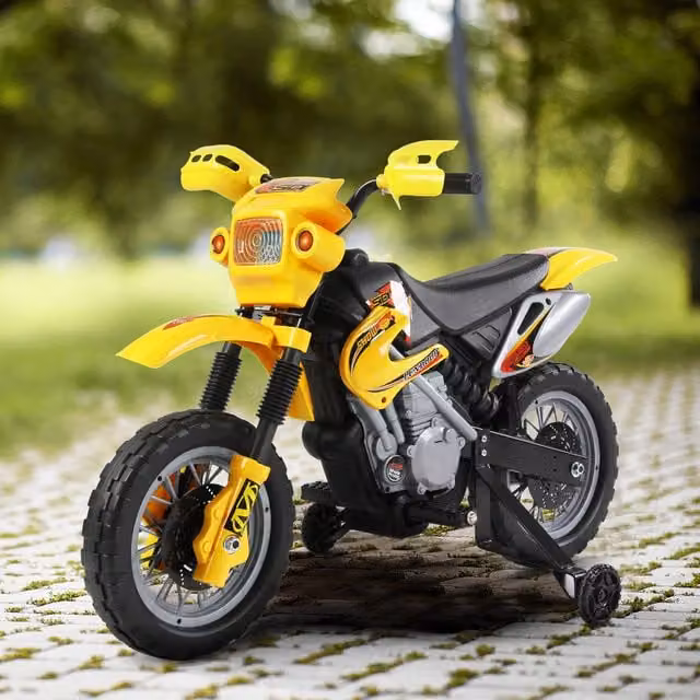 HOMCOM 6V Kids Electric Motorbike Ride On Motorcycle with Light and Sound, Yellow
