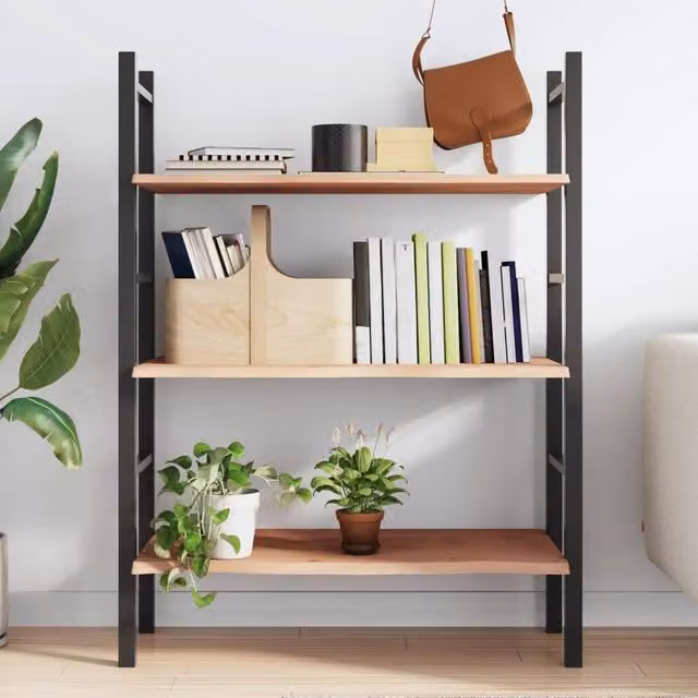 Berkfield Home Wall Mounted Rustic Oak Shelf in Light Tan, W: 100 cm, D: 50 cm, H: 2 cm – 1