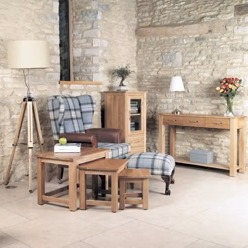 Baumhaus Oak Nest of 3 Coffee Tables in Brown – 3