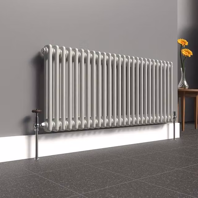Lux Heat Horizontal 2 Column Steel Radiator in Grey, W: 119 cm, H: 50 cm