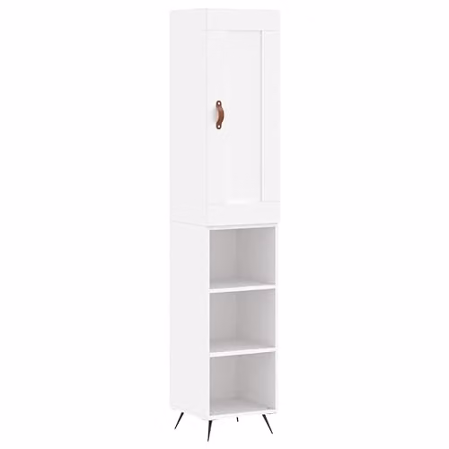 vidaXL Modern White Highboard with Hinged Doors and Internal Shelves, W/D/H: 34.5 x 34 x 180 cm – 1