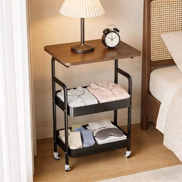 VOGREX Black 3 Tier Rolling Metal Kitchen Utility Storage Trolley Cart – 1