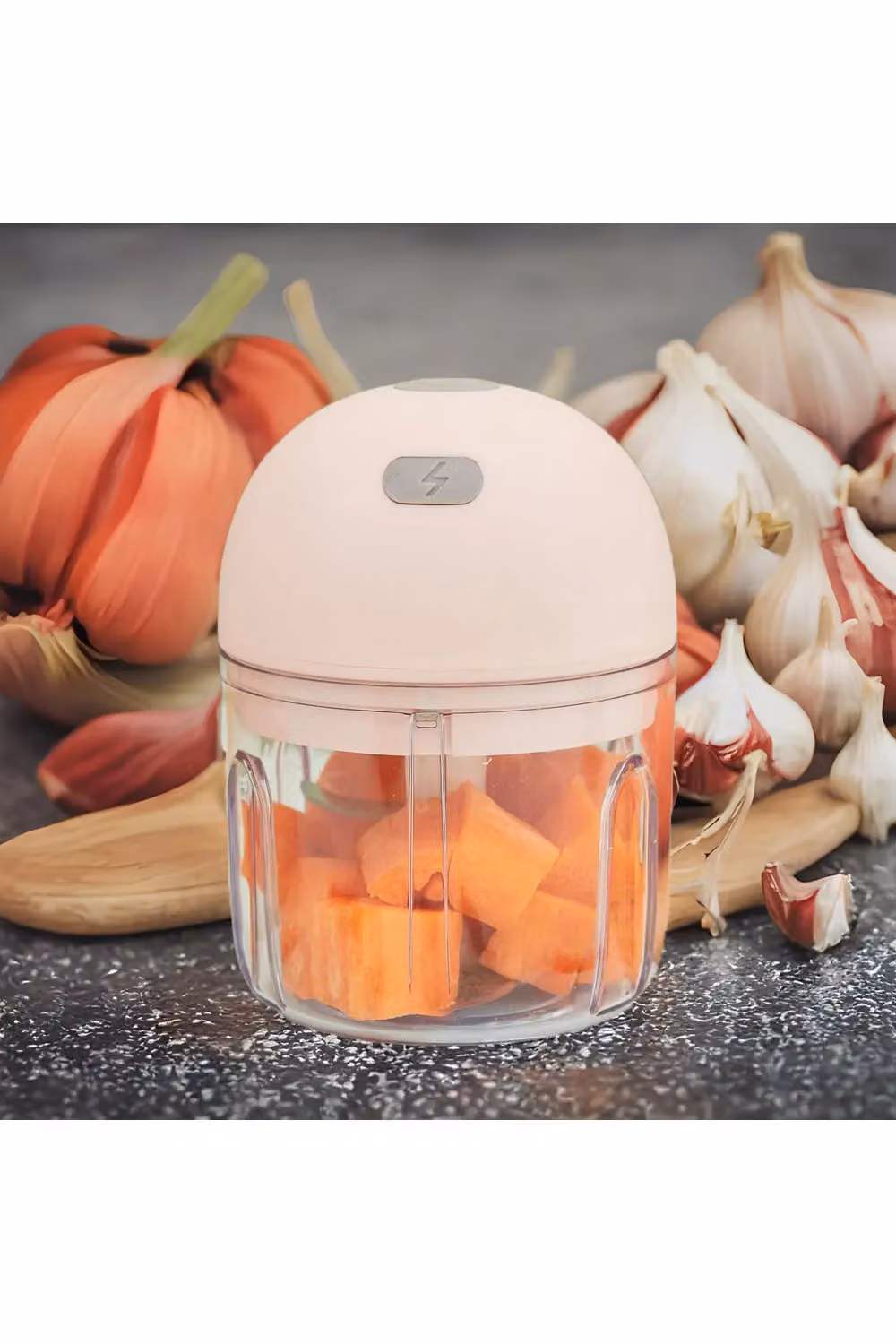 Living and Home Pink 250ml Rechargeable Electric Wireless Kitchen Garlic Chopper, Vegetable Grater and Food Cutter, 30W – 2