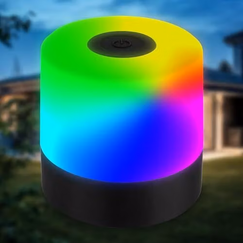 B.K.Licht RGBW LED Cube Table Lamp, Black, Rechargeable, IP44 Waterproof, Dimmable Touch Control, W/D/H: 7 x 7 x 7 cm