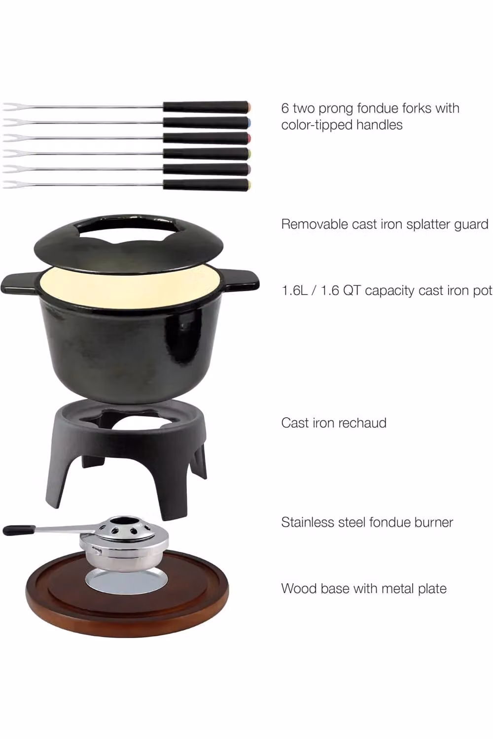 Swissmar 11-Piece Sierra Fondue Set - Black – 3