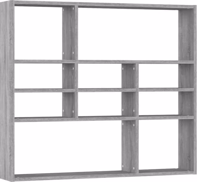 Berkfield Home Wall Shelf in Grey Sonoma, W/D/H: 90 x 16 x 78 cm