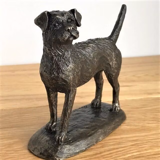 Animal Crackers Border Terrier Dog Figurine in Solid Cold Cast Bronze by Harriet Glen