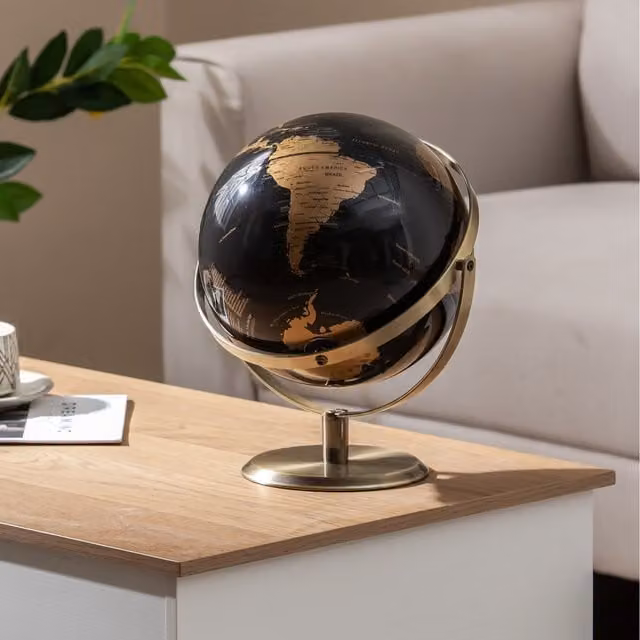 Costway Modern Metallic Black Tabletop World Globe
