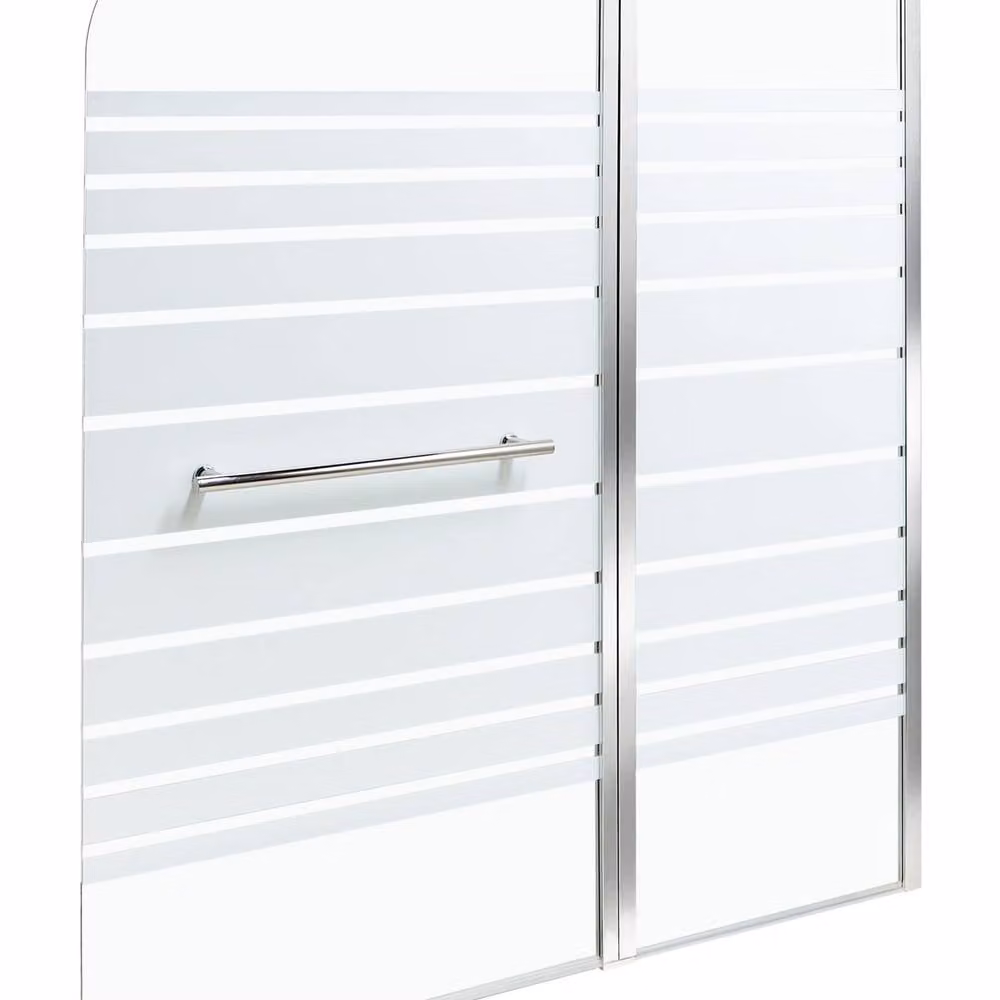 Wyld and Coco Silver Frosted Glass Shower Screen, Clear, W: 140 cm, H: 120 cm, D: 52 cm