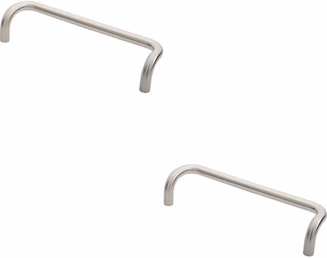 Loops 2-Pack Cranked Door Pull Handles, 19mm Diameter, 300mm Fixing Centres, Brushed Satin Stainless Steel, Silver