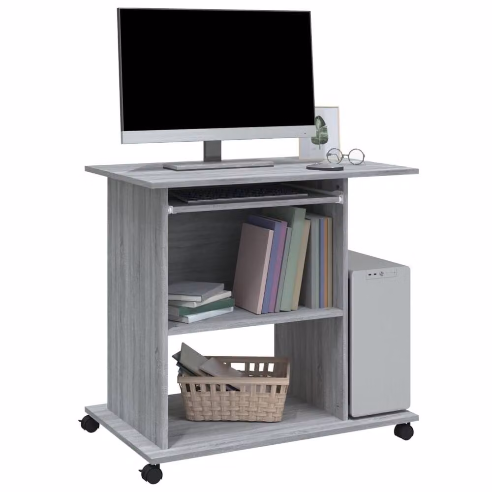 Berkfield Home Computer Desk in Grey Sonoma, Engineered Wood, W/D/H: 80 x 50 x 75 cm – 3