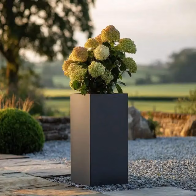 Access Garden Products Tall Square Galvanised Steel Planter in Matte Grey, Height: 100 cm – 1