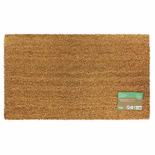 JVL Manor Plain Brown Coir Door Mat, W/D: 70 x 40 cm