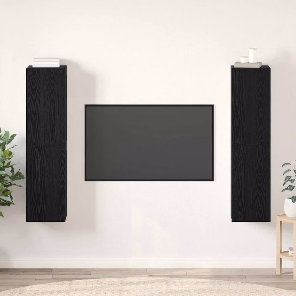 Berkfield Home 4-Piece TV Cabinet in Black Oak, W/D/H: 60 x 30.5 x 30 cm – 1