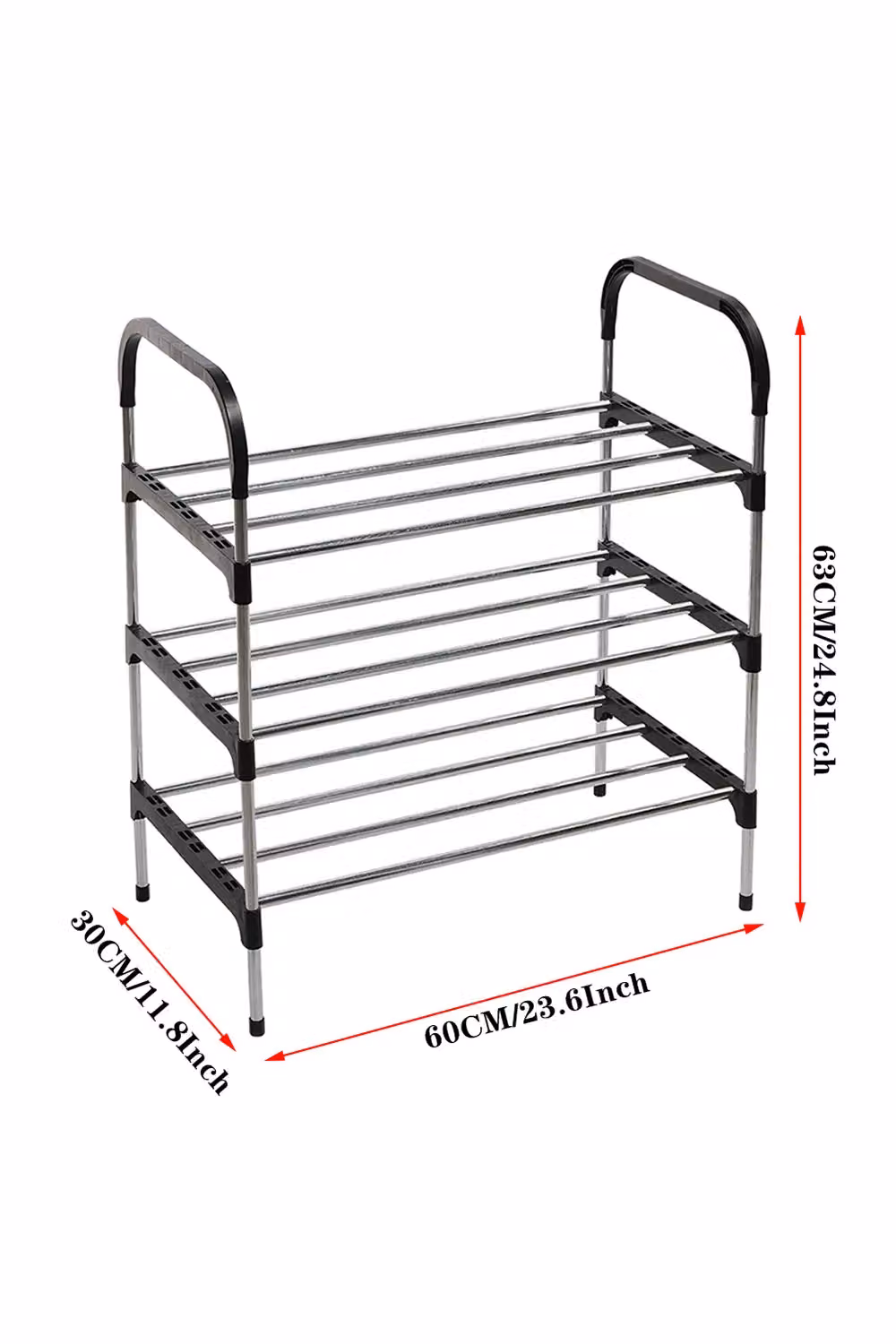 Living and Home 3-Tier Stackable Metal Shoe Rack Storage Shelf in Black – 2
