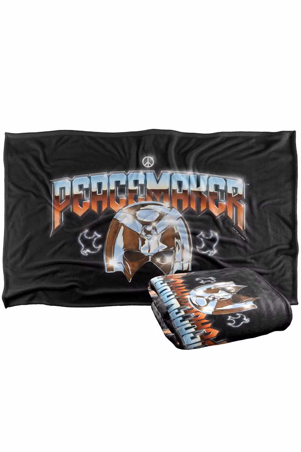 Warner Bros. Peacemaker Season Two Chrome Helmet Logo Super Soft Polyester Throw, Large, Multicolour and Black – 2
