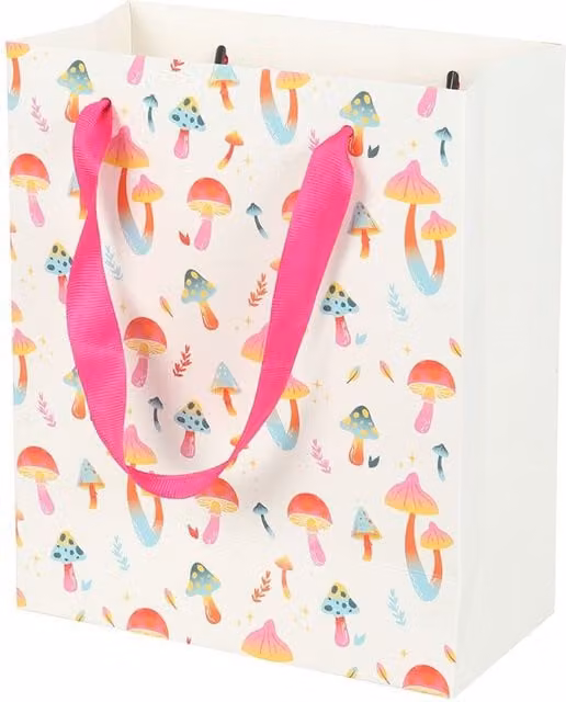 Kingsbury Gifts Funky Fungi Mushroom Print Paper Gift Bag, Multicolour, Medium