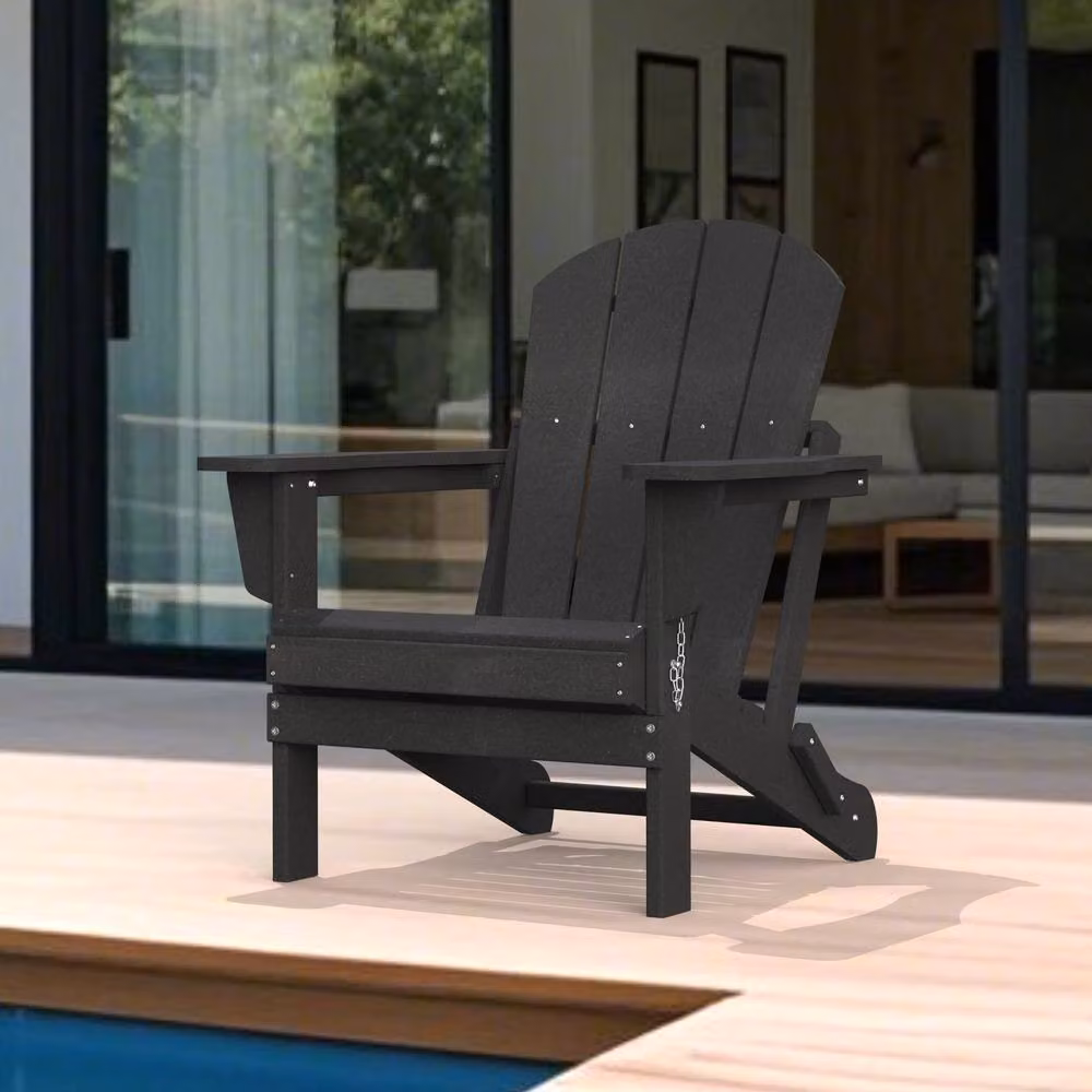 Mona Vale Furniture Black Foldable All-Weather Outdoor Adirondack Lounge Chair – 2
