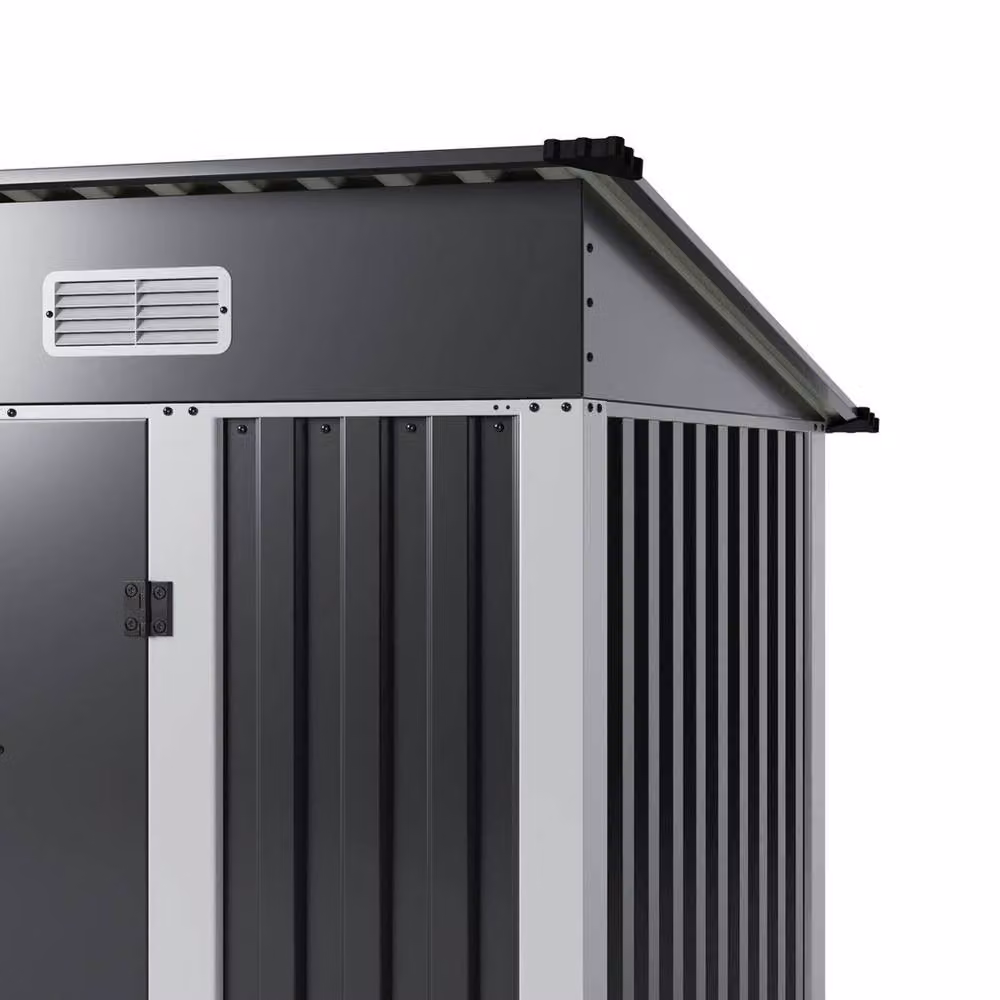 Kelvenix Black Metal Pent Roof Garden Shed with Single Door and Roof Vent, W/D/H: 182.88 x 121.92 x 181.0 cm – 3