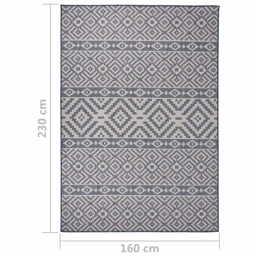 Berkfield Home Blue Striped Outdoor Flatweave Round Rug, W: 160 cm – 2