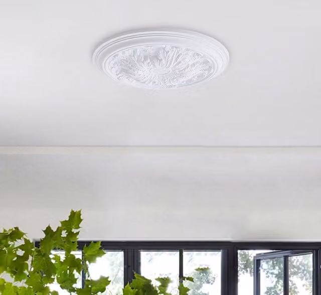 Livingandhome White Classic 3D Polyurethane Floral and Foliage Ceiling Rose Canopy