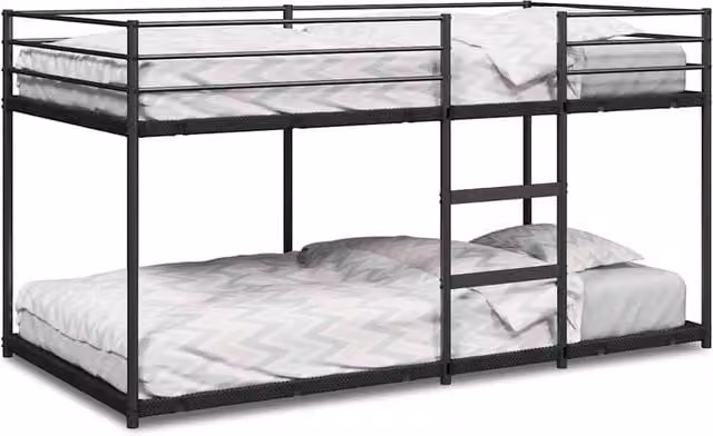Berkfield Home Modern Metal Bunk Bed in Black, W/D/H: 200 x 100 x 111 cm